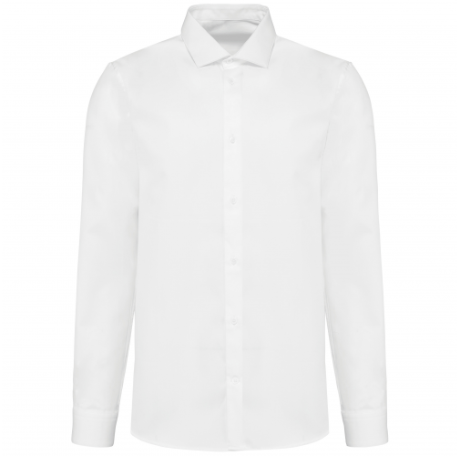 white Camisa popelina manga larga hombre