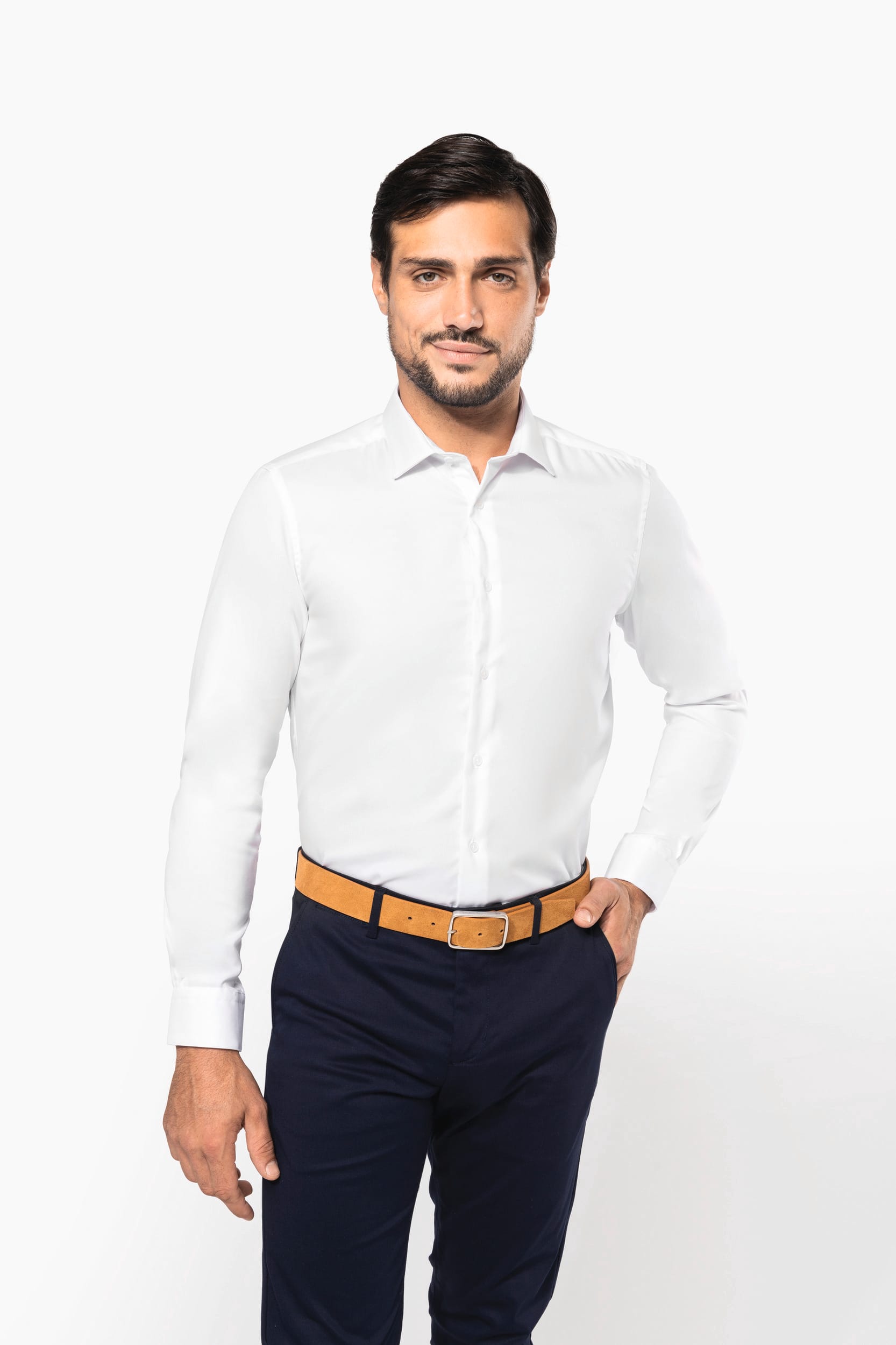 Camisa Oxford Pinpoint manga larga hombre