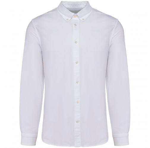 white Camisa Oxford manga larga hombre