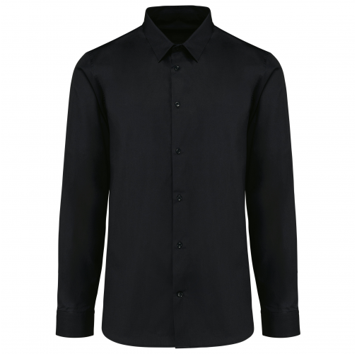 black Camisa popelina manga larga hombre