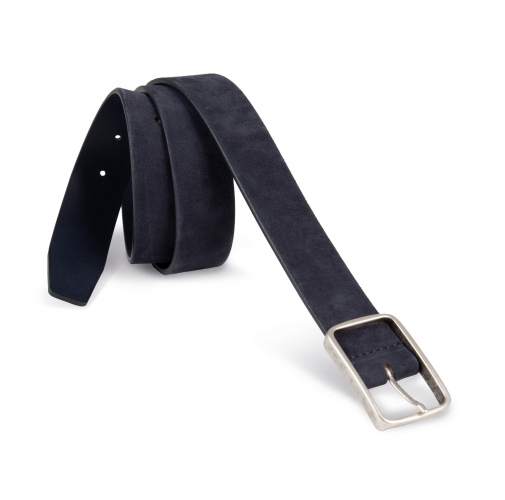 deep navy Cinturón cuero aterciopelado hombre
