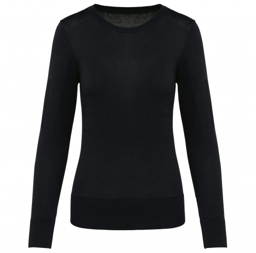 black Jersey Supima® cuello redondo mujer