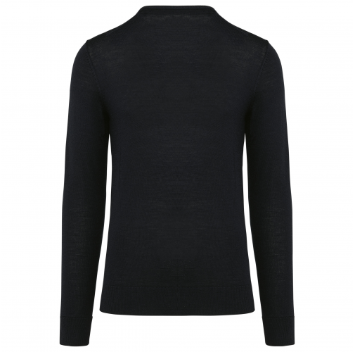 black Jersey lana merina cuello de pico hombre