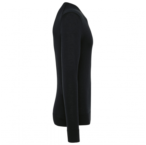 black Jersey lana merina cuello de pico hombre