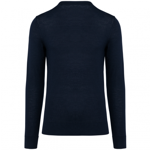 deep navy Jersey lana merina cuello de pico hombre