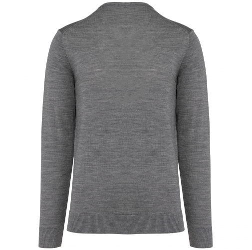 grey heather Jersey lana merina cuello de pico hombre