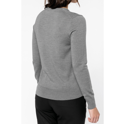Jersey lana merina cuello de pico mujer