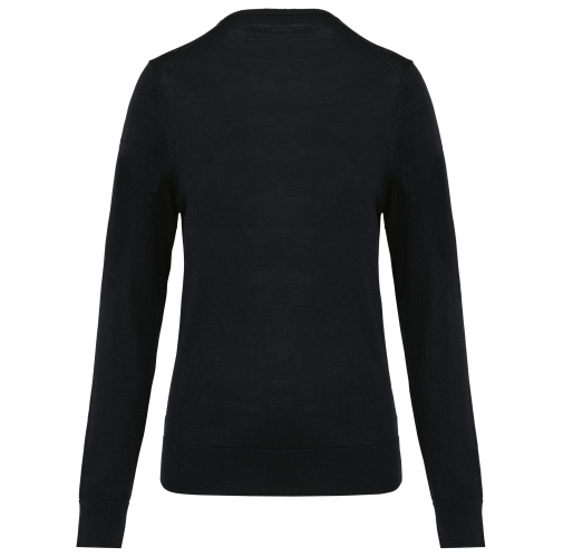 black Jersey lana merina cuello de pico mujer