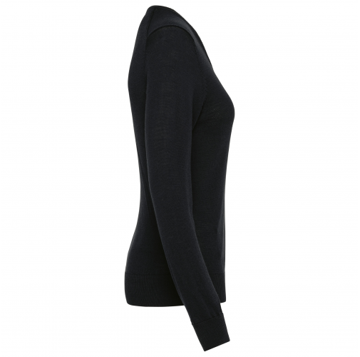 black Jersey lana merina cuello de pico mujer