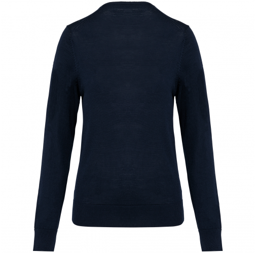 deep navy Jersey lana merina cuello de pico mujer