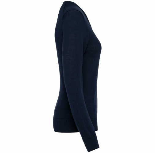 deep navy Jersey lana merina cuello de pico mujer