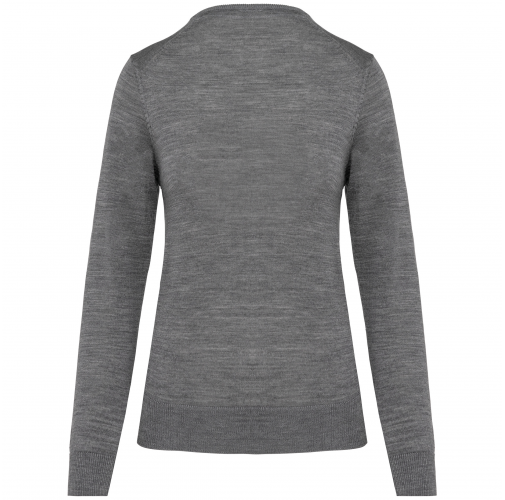 grey heather Jersey lana merina cuello de pico mujer