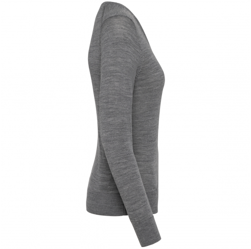 grey heather Jersey lana merina cuello de pico mujer