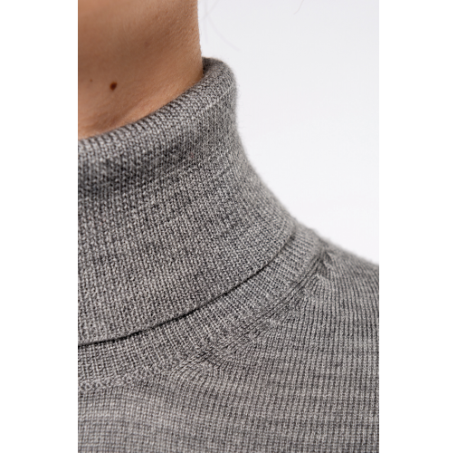 Jersey lana merina cuello vuelto mujer
