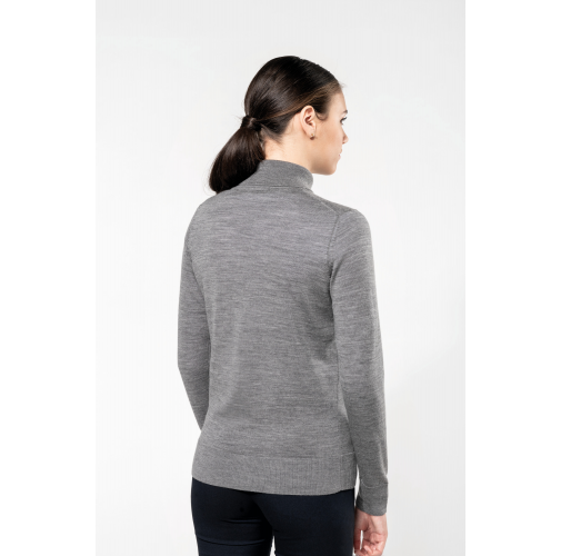 Jersey lana merina cuello vuelto mujer