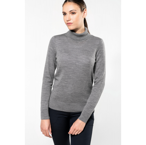 Jersey lana merina cuello vuelto mujer