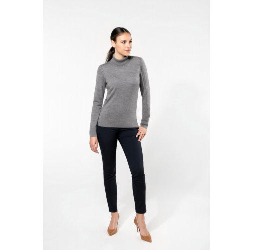 Jersey lana merina cuello vuelto mujer