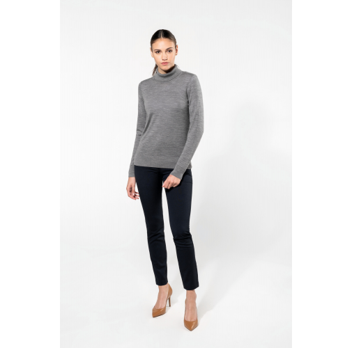 Jersey lana merina cuello vuelto mujer