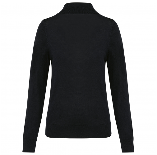 black Jersey lana merina cuello vuelto mujer