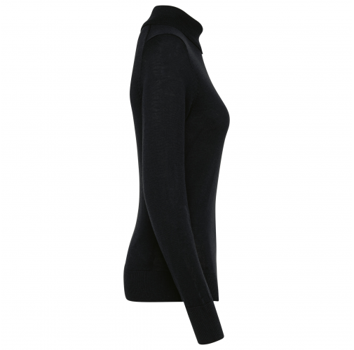 black Jersey lana merina cuello vuelto mujer