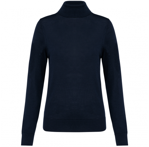 deep navy Jersey lana merina cuello vuelto mujer