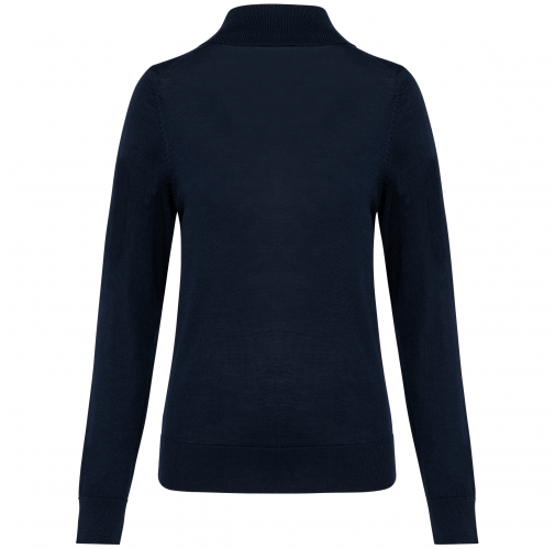 deep navy Jersey lana merina cuello vuelto mujer