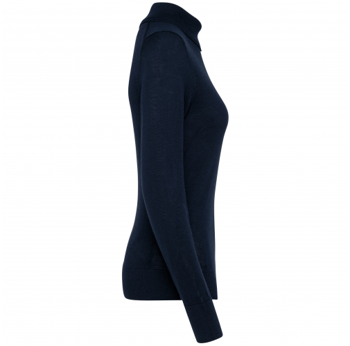 deep navy Jersey lana merina cuello vuelto mujer