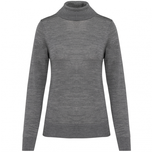 grey heather Jersey lana merina cuello vuelto mujer