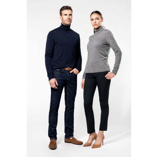Jersey lana merina cuello vuelto mujer