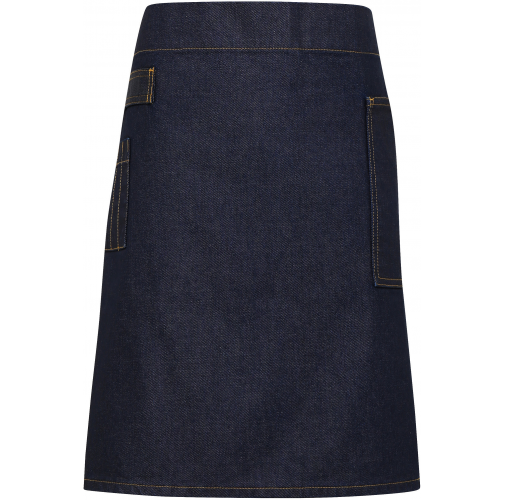 indigo denim Delantal Semi-largo