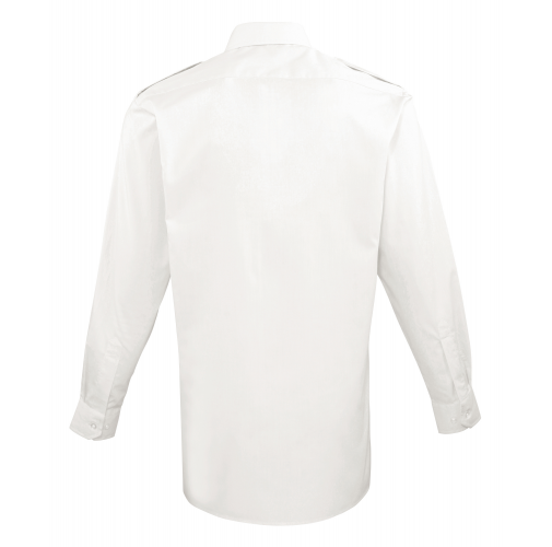 white Camisa Piloto manga larga hombre