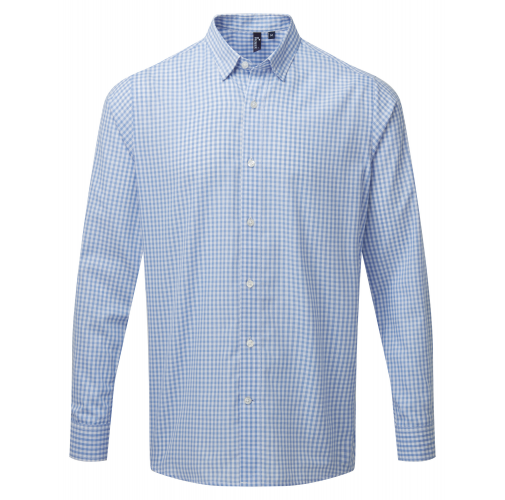 light blue / white Camisa Vichy con cuadros grandes