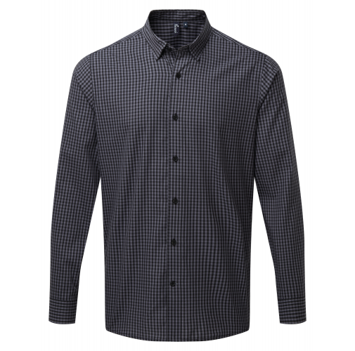 steel / black Camisa Vichy con cuadros grandes