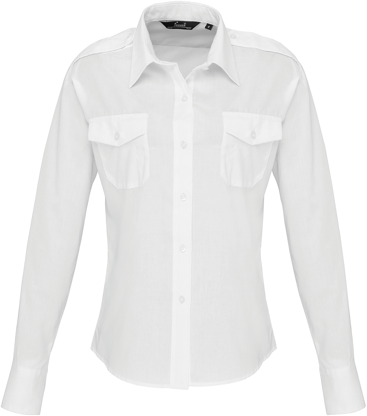 white Camisa Piloto manga larga mujer