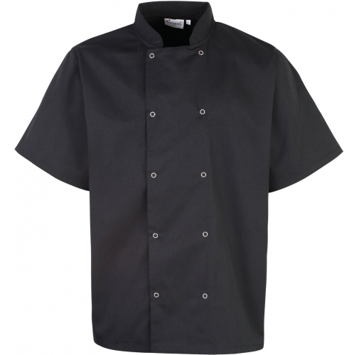 black Chaqueta de cocina botones a presión manga corta