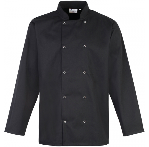 black Chaqueta de cocina botones a presión manga larga