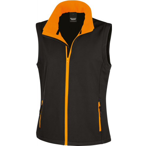 black / orange Chaleco Softshell Printable mujer