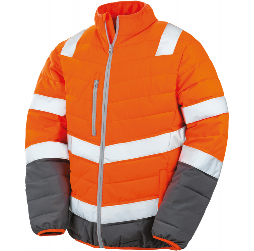 fluorescent orange / grey Chaqueta de Seguridad de tacto suave