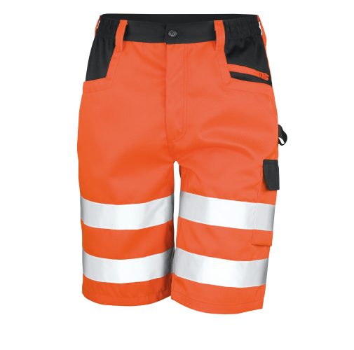 fluorescent orange Shorts tipo cargo de seguridad