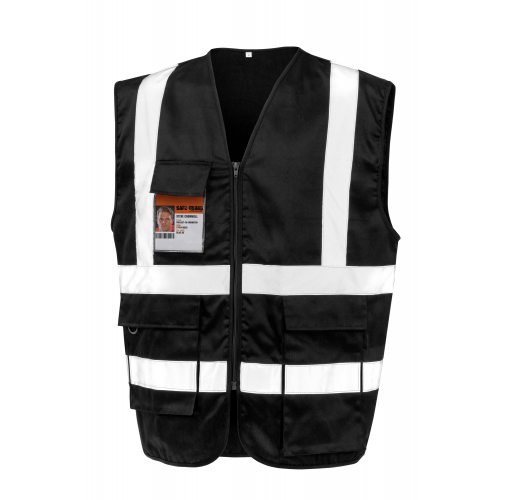 black Chaleco de seguridad con cremallera