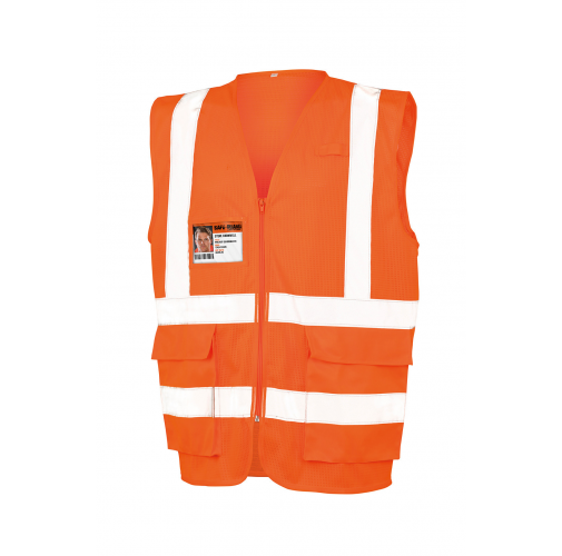 fluorescent orange Chaleco de seguridad de rejilla