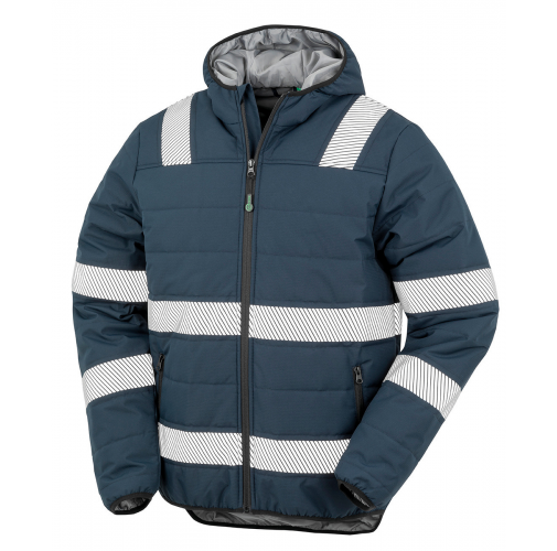 navy Chaqueta de seguridad ripstop acolchada - Material reciclado