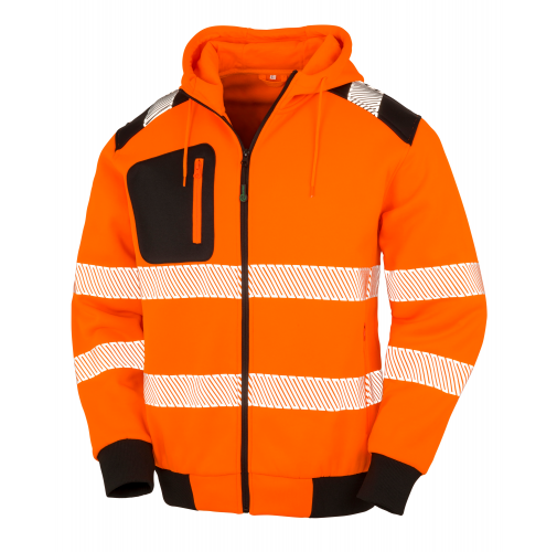 fluorescent orange Sudadera capucha de seguridad - Material reciclado