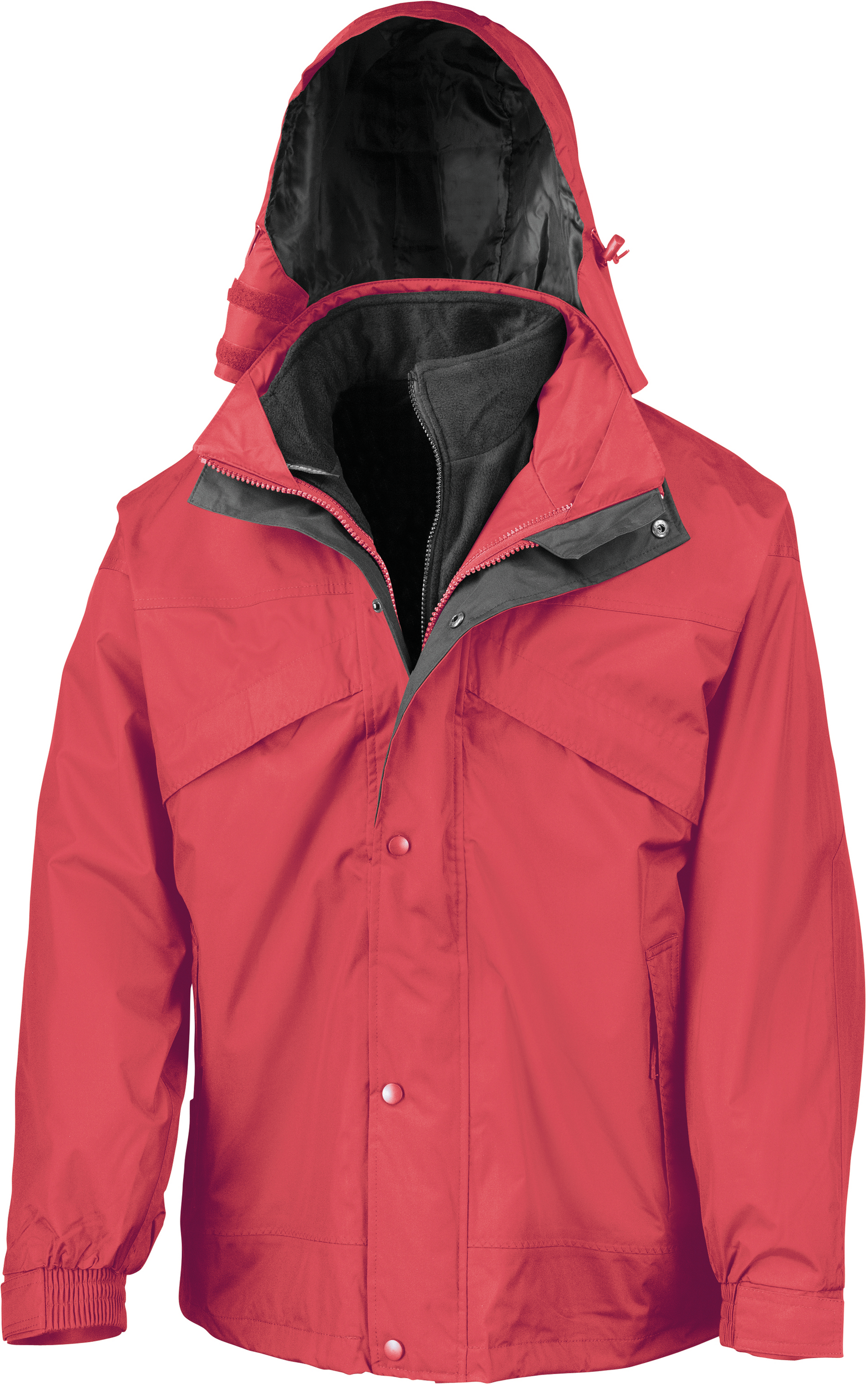 black Chaqueta 3 en 1 con cremallera & clip