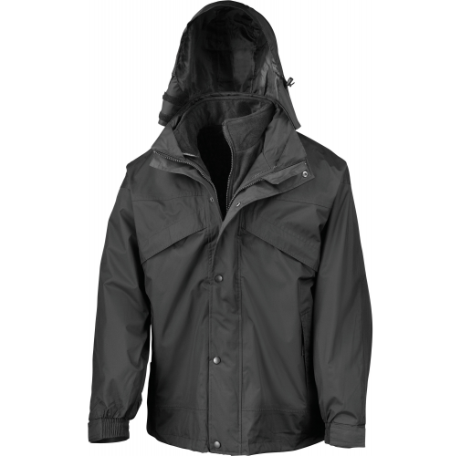black Chaqueta 3 en 1 con cremallera & clip