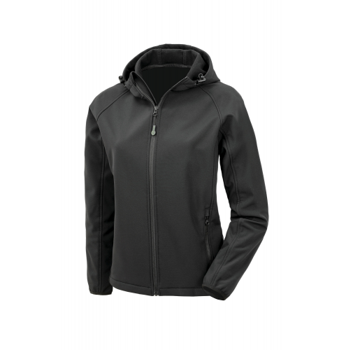 black Chaqueta softshell reciclada de 3 capas con capucha mujer<br/>