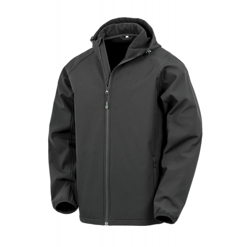black Chaqueta softshell reciclada de 3 capas con capucha hombre
