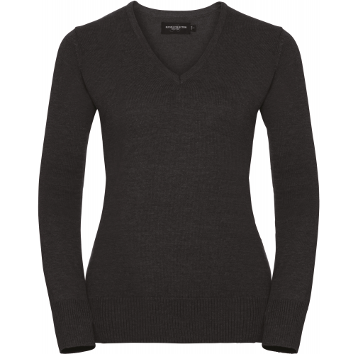 charcoal marl Jersey cuello de pico mujer