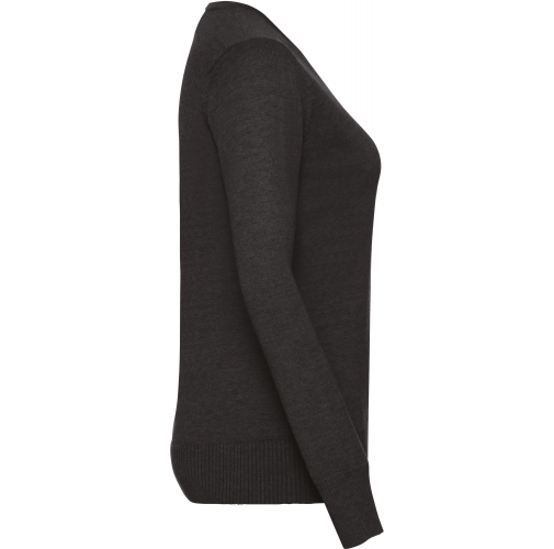 charcoal marl Jersey cuello de pico mujer