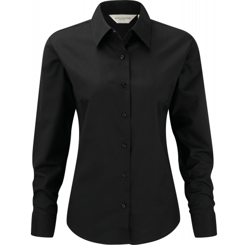black Camisa Oxford manga larga mujer